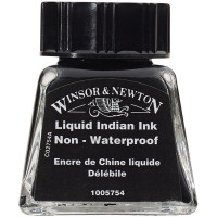 Тушь для рисования Winsor&Newton водорастворимая, черный, стеклянный флакон, 14 мл (1005754)