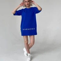 Платье женское летнее спортивное короткое синее футболка