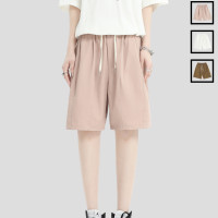 INSstudios 國潮牌情侶美式褶皺純色工裝短褲寬鬆直筒休閒五分褲