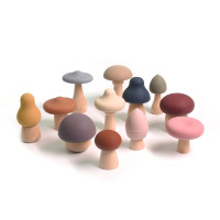 TYRY.HU, 12 шт., строительные блоки в виде грибов, силиконовые строительные блоки, деревянные Прорезыватели для зубов пищевого класса, игры для укладки, развивающая игрушка