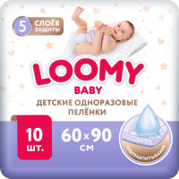 Детские одноразовые пеленки Loomy Baby, 60 х 90 см, 10 шт