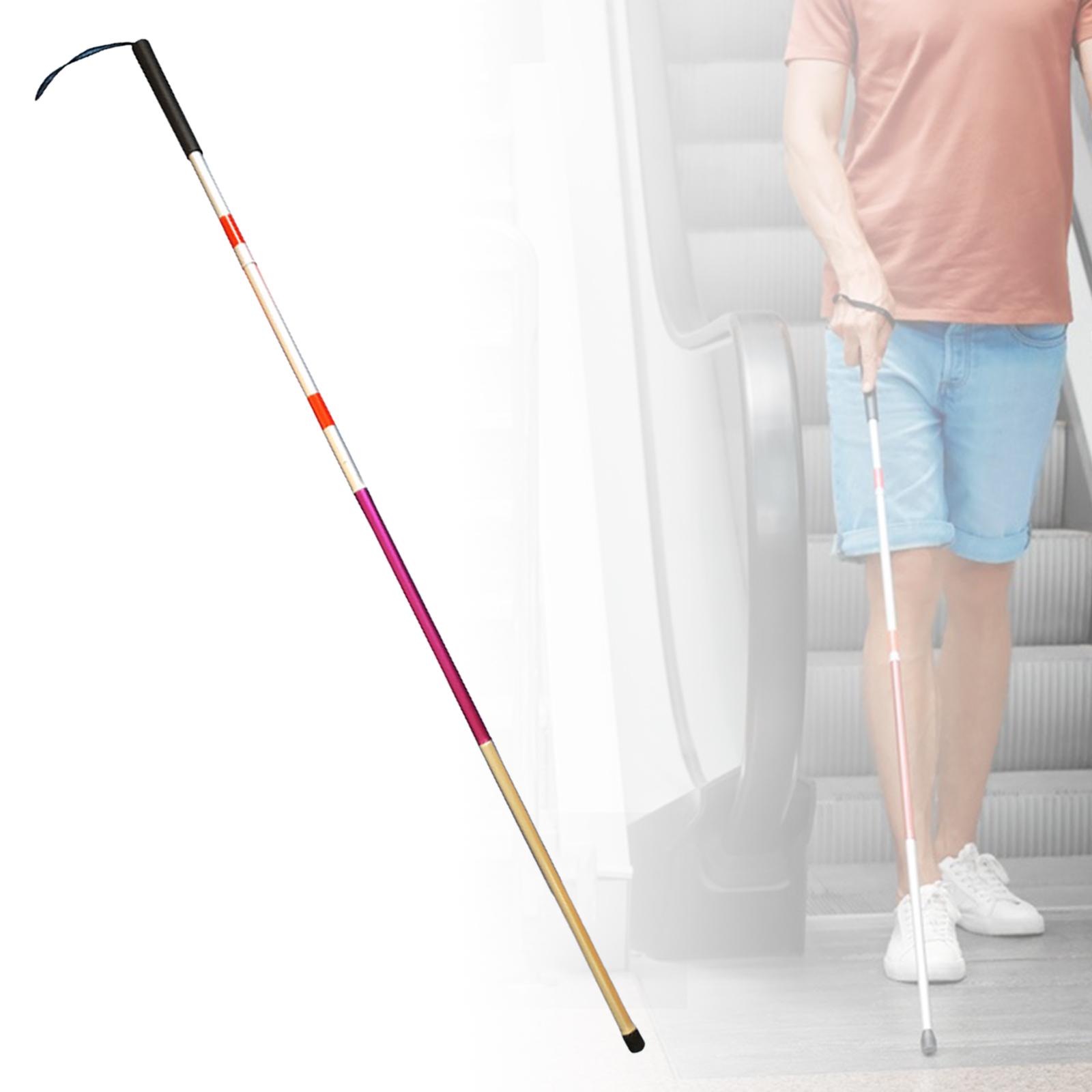 Foldable Cane with Wrist Strap Balancing Mobility Aid Reflective Non Slip 4 Section Blind Cane for Vision Impaired Blind People