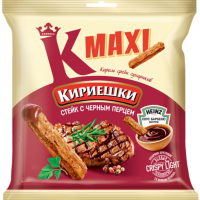 «Кириешки Maxi», сухарики со вкусом стейка с черным перцем и соусом барбекю, 80&nbsp;г