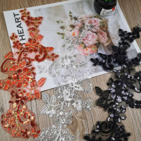4 шт./лот 29*15 см Красивая кружевная нашивка с блестками вышивка свадебное платье декоративная кружевная ткань аппликация