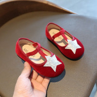 Кроссовки детские Girl's Ballet Flats Star Glimmer Velvet Cute Little Children Princess Shoes Elastic Band 21-30 Beautiful Light Kids Flat Shoe