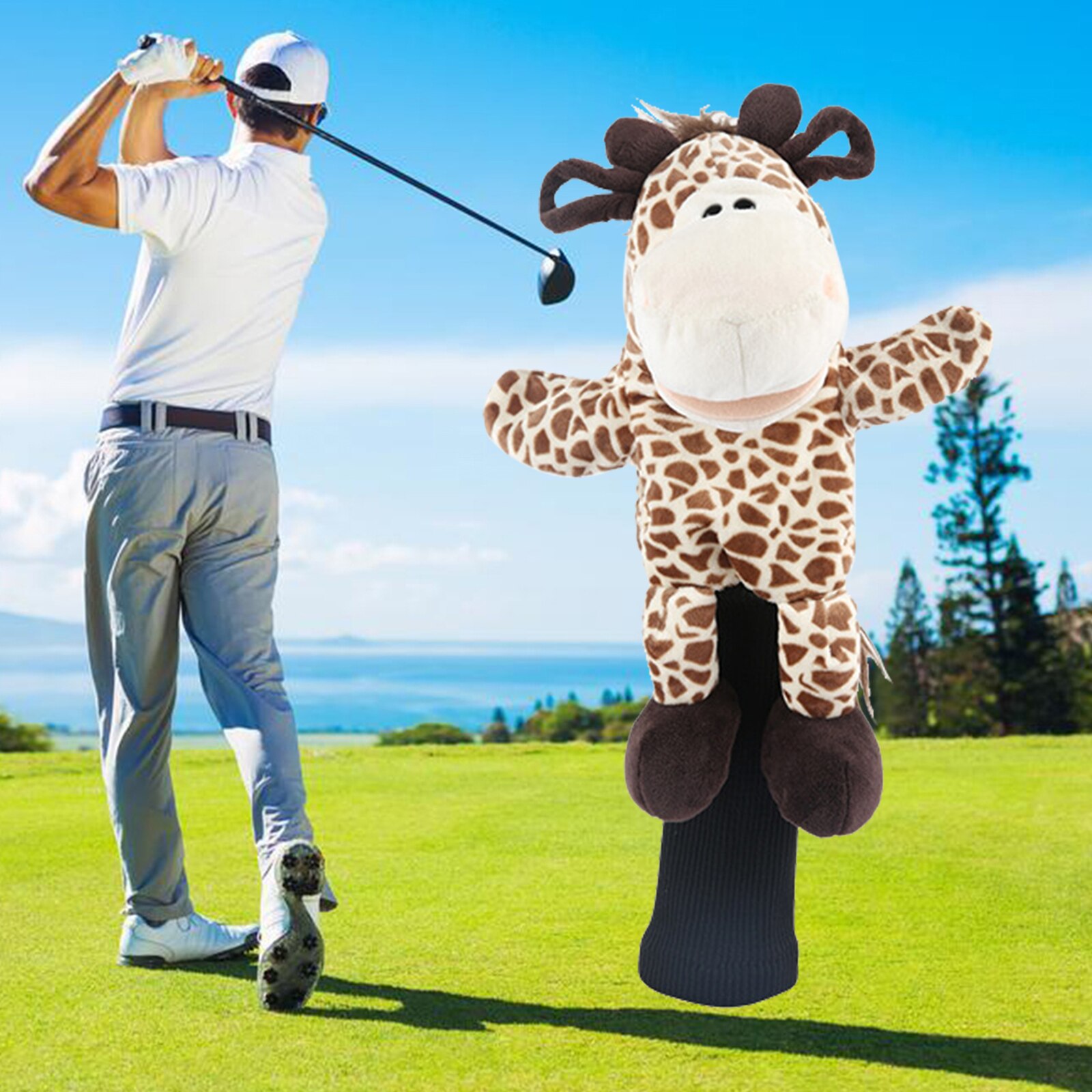 Plush Animals Golf Wood Driver /460cc Headcover Protector Cute Giraffe Golf Club Head Cover Protection Men Women Gift