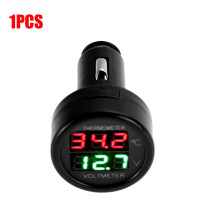 Цифровой автомобильный вольтметр, термометр, прикуриватель 2 в 1, монитор напряжения батареи, измеритель температуры, аксессуары, 12 В, 24 В