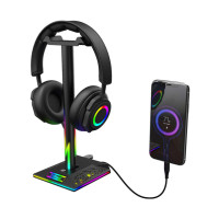 Игровая Подставка для наушников Eb01-b Rgb с двумя USB-интерфейсами, поддержка наушников, настольный держатель, универсальная поддержка USB-гарнитуры