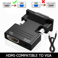 Видеоадаптер HDMI (штекер)/VGA (разъем), HD 1080p, с аудиовыходом, для ПК, ноутбуков, медиаплееров, компьютеров, дисплеев, проекторов