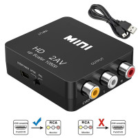Адаптер-скалер HD 1080P HDMI-совместимый с AV, композитный преобразователь видео RCA в HDMI-совместимый с поддержкой NTSC PAL Mini HD2AV AV2HD