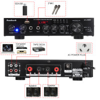 Усилители домашнего кинотеатра SUNBUCK, USB, FM 5,0, bluetooth, MP3, 2 микрофона, вход 2 канала, 2000 Вт, 50 Гц, стерео усилитель мощности