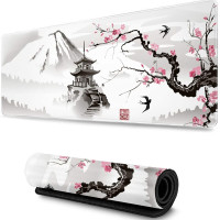 Коврик для мыши Sakura на заказ, компьютерные настольные коврики, мягкий коврик из натурального каучука для ноутбука в офисе, в стиле японской пагоды и цветущей вишни