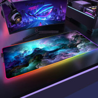 Большой коврик для мыши RGB, игровой коврик для мыши со светодиодной подсветкой, игровые коврики для мыши, настольные коврики для ПК, коврик для клавиатуры RGB XXL, 90x40 см