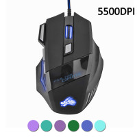 Игровая проводная оптическая эргономичная мышь со светодиодной подсветкой, 5500 DPI