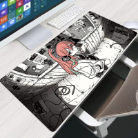 Большой резиновый коврик для мыши с черно-белыми аниме девушками