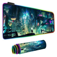 Игровой компьютерный коврик для мыши с мультипликационным рисунком RGB, большой коврик для мыши, геймерский коврик для мыши XXL, светящийся большой коврик для мыши, настольный игровой коврик для ПК с подсветкой