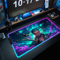 Игровой коврик для мыши для компьютера, геймерский нескользящий коврик для мыши с закругленными краями, с рисунком под искусственную кожу, с рисунком в стиле аниме