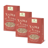 Хлопья 4 злака цельнозерновые без термической обработки Оргтиум, 3 шт по 335 гр