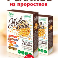 Пророщенные хлопья для завтрака 7 злаков: пшеница, рожь, ячмень, овес, чиа, кунжут, лен Живая каша Vita Family 2шт