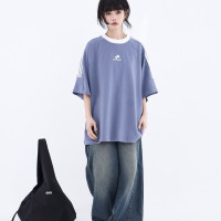 JUMPNEXT千禧90時代復古槓條早春新色彩運動型基礎款短袖情侶T恤