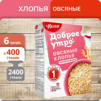 Упаковка из 6 пачек Хлопья Увелка овсяные моментальные (1 мин) 400г