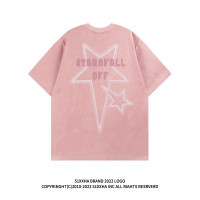 280G重磅cityboy星星鹿皮絨短袖T恤男款ins潮牌半截袖情侶裝夏裝