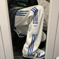 美式hiphop褲子ins高街潮垂感灰色條紋運動厚棉褲男寬鬆直筒寬褲