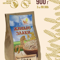 Хлопья Живые злаки овсяные пророщенные 300 гр х 3 шт НАБОР Дивинка