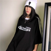 日春多元化 美式復古重磅撞色三條槓T恤插肩袖運動寬鬆情侶短袖潮