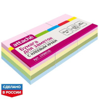 Бумага для заметок с клейким краем, стикеры клеевые, Attache, 38х51 мм, 4 пастельных цвета, 12 блоков по 100 листов