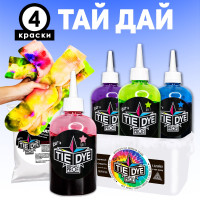 Краска для ткани 4 цвета SET № 3 Let's Tie Dye Profi/ Набор для творчества и окрашивания одежды в стиле Тай Дай/ Опыты и эксперименты для детей и взрослых