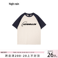 high rain 夏季潮酷字母插肩袖T恤男女休閒百搭上衣簡約情侶短袖