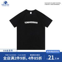 朝南工作室 2023新款男女短袖t恤簡約印花港風情侶純棉正肩T恤夏