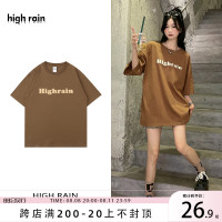 很潤工作室 美式復古字母短袖男女簡約寬鬆oversize風情侶T恤