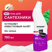 Чистящее средство для унитаза экологичный гель для мытья сантехники, гель для унитаза WONDER LAB, без хлора и запаха, 750 мл
