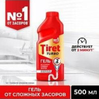 Средство Tiret Turbo гель для удаления сложных засоров 500мл