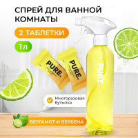 Очищающее хозяйственное средство PURETABS для удаления загрязнений, разводов, известкового налета и неприятных запахов на любых поверхностях в ванной комнате, душевой кабине или туалете