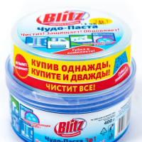 Чудо паста Blitz - Чистящее средство универсальное для кухни, плит, любых поверхностей 400г с губкой - 1шт