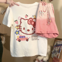 2023新款HelloKittyHello卡通正肩短袖t恤女夏季寬鬆百搭上衣潮