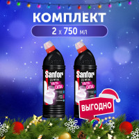 Средство чистящее для туалета SANFOR WC гель Speсial black, гель для унитаза, 750 мл (2 штуки)