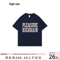 high rain 小眾美式字母短袖T恤男女街頭風嘻哈情侶半袖T恤夏季