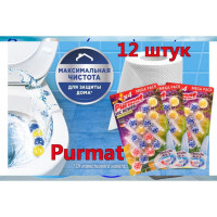 Средство для чистки унитаза Purmat Лимон/Лаванда, 12 сменных блоков по 50 гр