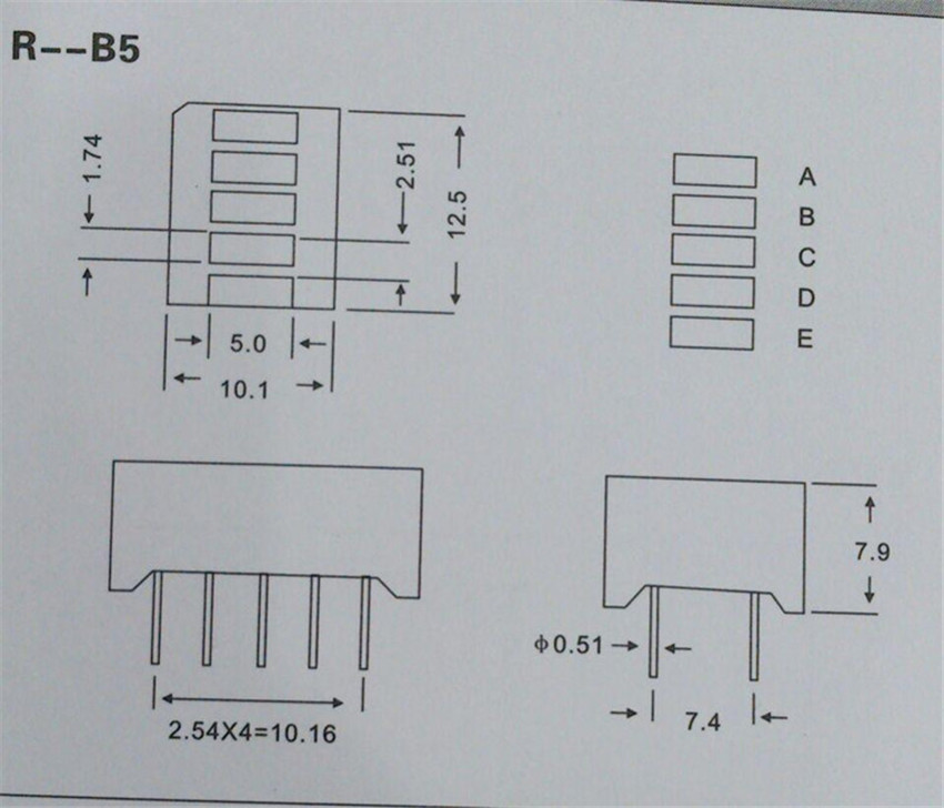 5pcs LED Bar Display Segments 5LED Bar Graph Green Light 5 Segment LED Display 