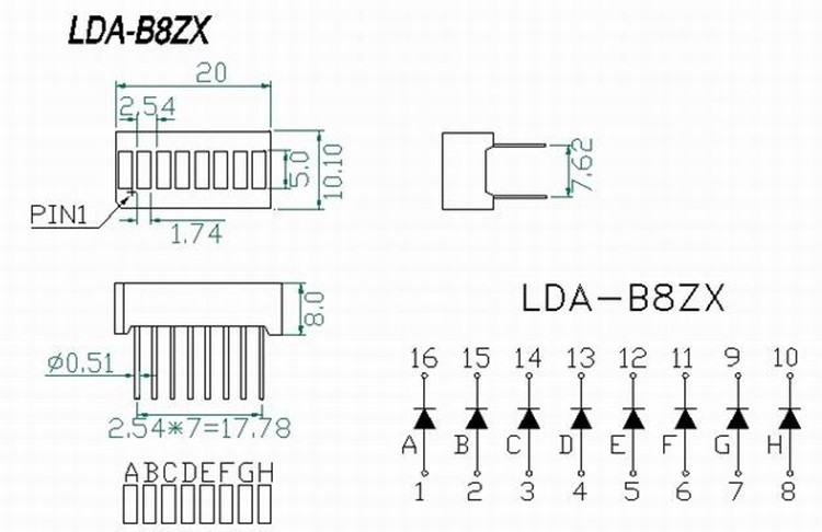 50pcs LED Bargraph Display 8Segment LED Numbers Programmable LED Sign Bar-Graph 8Bars Cube Screens Board Bi-color Green&RED 5G3R (1)