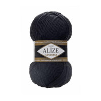 Пряжа Alize Lanagold (Ланаголд) цвет  черный 60, 49% шерсть, 51% акрил 100г 240м 5шт
