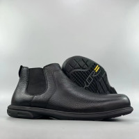 42碼 中筒男皮靴 切爾西一腳蹬休閒工作服皮鞋 防壓鋼頭 頭層牛皮