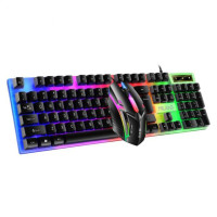 Игровая клавиатура и мышь с RGB-подсветкой, USB 104 клавиши, проводная водонепроницаемая
