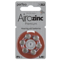 Батарейки Perfeo Airozinc Premium ZA312 (AC312, DA312,PR41,PR312) для слуховых аппаратов, 6шт, 1.45V