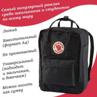 Рюкзак школьный городской Fjallraven Kanken Classic / Портфель черный мужской и женский