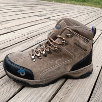 外貿原單男士高筒牛皮徒步登山鞋 防水防滑休閒戶外鞋 保暖越野鞋